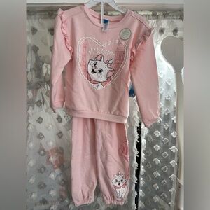 Disney Pink Marie Ruffle-Trim Sweat Set